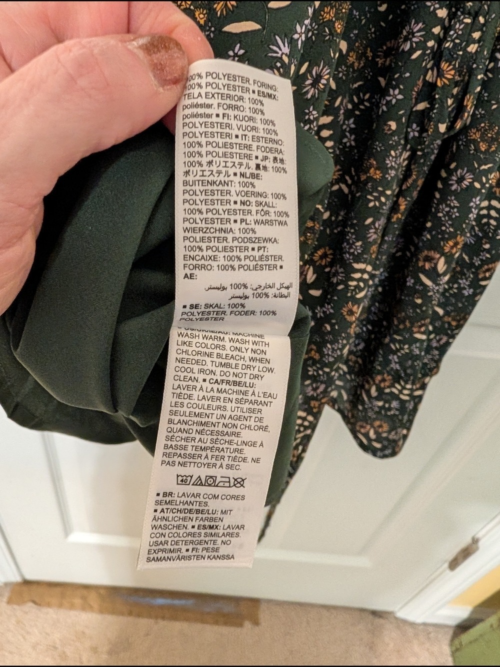 Amazon Essentials Dark Green Floral Mini Dress - Picture 7 of 7